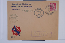 AU17  FRANCE  BELLE LETTRE 1946 MEETING MUHLOUSE HAUT RHIN HABSHEIM EN PLI LESTé   ++ AFFRANCH. PLAISANT - 1960-.... Storia Postale