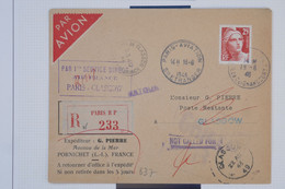 AU17  FRANCE  BELLE LETTRE RECOM.  1946 IER VOL  PARIS  GLASGOW ENGLAND   ++ AFFRANCH. PLAISANT - 1960-.... Covers & Documents