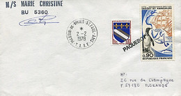 Enveloppe TAAF - De Martin De Vivies St Paul - 2 Février 1978 - M / S Marie Christine - Covers & Documents