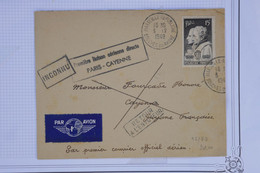 AU17  FRANCE  BELLE LETTRE  RECOM.  1949   1ER VOL PARIS  CAYENNE + + AFFRANCH. PLAISANT - 1927-1959 Lettres & Documents