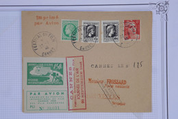 AU17 FRANCE BELLE LETTRE 1946 1ER FESTIVAL DE CANNES POUR BRUXELLES BELGIQUE     +VIGNETTE ++++ AFFRANCH. INTERESSANT - 1960-.... Covers & Documents