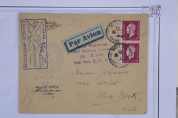 AU17 FRANCE BELLE LETTRE 1946 FRANCE  AMERIQUE POUR NEW YORK USA  ++ PAIRE DULAC ++ AFFRANCH. INTERESSANT - 1960-.... Covers & Documents