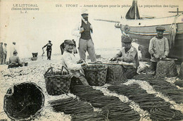 Yport * Avant Le Départ Pour La Pêche , La Préparation Des Lignes * Pêcheurs Bateau - Yport