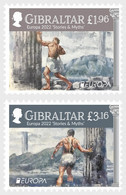 Europa 2022-Gibraltar-Mythes Et Légendes : Les Colonnes D'Hercule - 2 Timbres De Feuillet ** (fortes Valeurs 5,12 GBP) - 2022