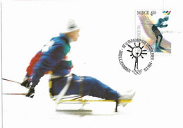 Norway Norge 1994  Winter Paralympics, Lillehammer, Skiing Cross Counrty Mi 1152 Maximum Card FDCancellation - Lettres & Documents