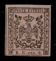 Antichi Stati Italiani - Modena - 1853 - Segnatasse - 9 Cent (2) - Gomma Originale - Cert. AG (1.500) - Autres & Non Classés
