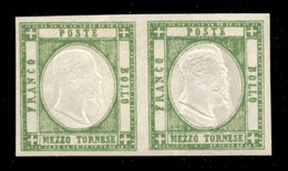 Antichi Stati Italiani - Province Napoletane - 1861 - Mezzo Tornese (17fa) Con Tripla Effigie In Coppia Col Normale (17) - Autres & Non Classés