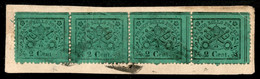 Antichi Stati Italiani - Stato Pontificio - 1868 - 2 Cent (22) - Striscia Orizzontale Di Quattro Usata Su Frammento - Bo - Autres & Non Classés