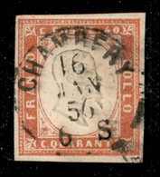 Antichi Stati Italiani - Sardegna - 1855 - 40 Cent Vermiglio (16a) - Usato - Raybaudi + Diena (650) - Autres & Non Classés