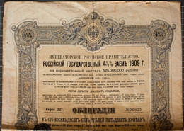 EMPRUNT IMPERIAL RUSSE OBLIGATION DE 187.50 ROUBLES 4,5% 1909. 2 Coupons N°6836 - Rusia