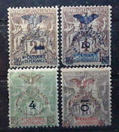 NOUVELLE CALÉDONIE 1903, Type Groupe Cinquantenaire, 4 Timbres   Yvert No 81,82,84,85 , Neufs * / O  TB - Unused Stamps