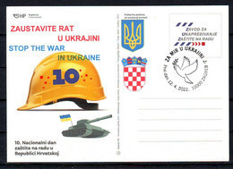 Croatia 2022 FOR PEACE IN UKRAINE  Postcard Overprint Postmark 10000 ZAGREB 12.04. - Kroatië