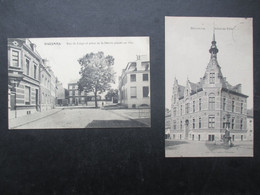 LOT 2 CP BELGIQUE (V2210) WAREMME (2 Vues) Rue De Liège Et Hôtel De Ville Marcophilie Jemeppe Et Velaine Sur Meuse 1914 - Borgworm