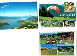 Lot 3 Cpm - PARACHUTISME - LES GETS - Montmin COL DE LA FORCLAZ - Parachute Enfant Baskets - Lettre Alphabet Décorée - Fallschirmspringen