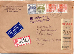 58541 - Bund - 1984 - 2@300Pfg B&S MiF A R-LpBf HAMBURG -> Fort Myers, FL (USA) - Covers & Documents