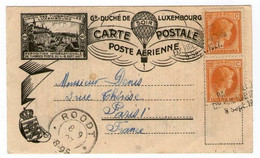 !!! CARTE POSTALE DE POSTE AERIENNE EXPO INTERNATIONALE DE 1927 GRAND DUCHE DE LUXEMBOURG - Storia Postale