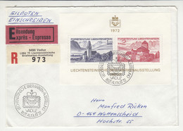 Liechtenstein Letter Cover Posted Express Registered 1972 Vaduz To Germany B220425 - Covers & Documents