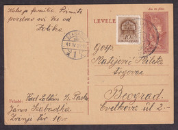 HUNGARIAN Occupation Of Vojvodina. Commemorative And Regula Cancel Szbadka, Stationery Sent To Beograd  / As Is On Scans - Altri & Non Classificati
