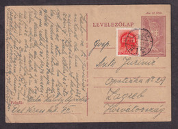 Hungarian Occupation Of Vojvodina. Stationery Sent From Ujvidek (Novi Sad) To Zagreb 10.01. 1943 / As Is On Scans - Autres & Non Classés