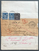 France N°89 Et 90(x2) Sur Bande De Journal Recommandée 1884 - (B4028) - 1877-1920: Periodo Semi Moderno