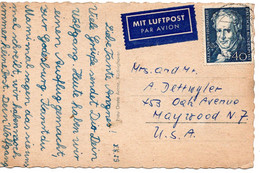 58545 - Bund - 1959 - 40Pfg Humboldt EF A LpAnsKte BONN ... -> Maywood, NJ (USA) - Covers & Documents