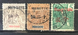 Lot De 3 Timbres Oblitérés Indochine Mong-Tzeu 1902 / 1906 - Gebruikt