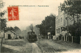 St Brévin L'océan * La Place De La Gare * Passage Du Train * Locomotive * Ligne Chemin De Fer - Saint-Brevin-l'Océan