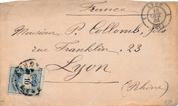 1884 Env Pour Lyon Signée Calves TB. - Storia Postale