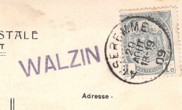 CPA Walzin Avec Griffe Linéaire Mauve WALZIN - 1909 - Linear Postmarks