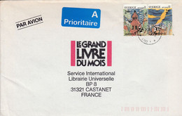 SUEDE AFFRANCHISSEMENT COMPOSE SUR LETTRE AVION POUR LA FRANCE 1992 - Covers & Documents