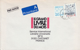 SUEDE AFFRANCHISSEMENT COMPOSE SUR LETTRE AVION POUR LA FRANCE 1992 - Storia Postale