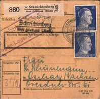 ! 1943 Paketkarte Deutsches Reich Aus Schwichtenberg über Friedland, Mecklenburg Nach Oschatz, Landpoststempel, 3. Reich - Briefe U. Dokumente