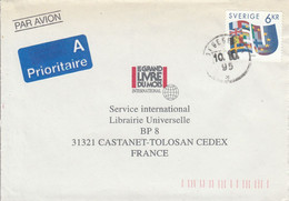 SUEDE SEUL SUR LETTRE POUR LA FRANCE 1995 - Briefe U. Dokumente