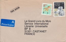 SUEDE AFFRANCHISSEMENT COMPOSE SUR LETTRE AVION POUR LA FRANCE 1992 - Cartas & Documentos