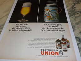 ANCIENNE PUBLICITE FRANCE ALLEMAGNE BIERE  DORTMUNDER UNION BIER 1972 - Alcools