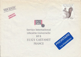 SUEDE SEUL SUR LETTRE POUR LA FRANCE 1992 - Briefe U. Dokumente