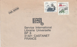 SUEDE AFFRANCHISSEMENT COMPOSE SUR LETTRE AVION POUR LA FRANCE 1992 - Cartas & Documentos