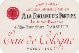 ETIQUETTE  D'EAU DE COLOGNE - A LA FONTAINE DES PARFUMS - LORENZY PALANCA MARSEILLE - PERFUME  LABEL - Labels
