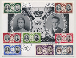 MONACO -  Grande Carte 15 Cm X 19,7 Cm - 8 Val Mariage Rainier / Grace Kelly - 19 Avril 1956 - Cartes-Maximum (CM)