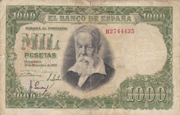 BILLETE DE ESPAÑA DE 1000 PTAS DEL 31/12/1951 SERIE B (BANKNOTE) - 1000 Peseten