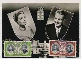 MONACO - Carte Maximum - 5 Valeurs Mariage Rainier III / Grace Kelly - 19 Avril 1956 - Maximumkarten (MC)