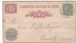 Milano Ferrovia - Cartolina Postale Di STato - 1877 > Chemnitz (rsA) - Entero Postal