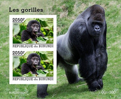 Burundi 2022, Animals, Gorillas II, Block IMPERFORATED - Nuovi