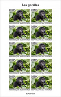 Burundi 2022, Animals, Gorillas II, Sheetlet IMPERFORATED - Nuovi