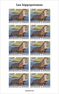 Burundi 2022, Animals, Hippo III, Sheetlet IMPERFORATED - Neufs