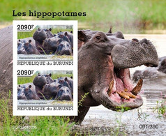 Burundi 2022, Animals, Hippo V, Block IMPERFORATED - Neufs