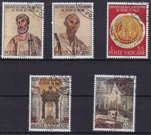 1967 Vatikan Mi: (o) 523 - 527. Peter Und Paul. Hl.Petrus, Hl.Paulus, Glasmalerei, Bald. ( St. Peter ), Got. Tabernakel - Usados