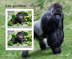 Burundi 2022, Animals, Gorillas II, Block IMPERFORATED - Gorilla's