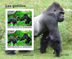 Burundi 2022, Animals, Gorilla IV, Block IMPERFORATED - Gorilas