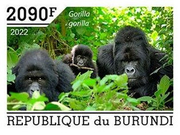 Burundi 2022, Animals, Gorilla IV, 1val IMPERFORATED - Gorilles